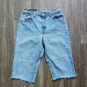 Levis 551 Relaxed Fit Cut Off Denim Jorts Light Wash Blue Made in USA 6P